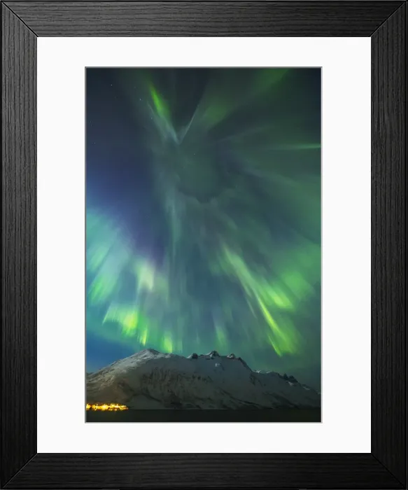 Framed Print : A coronal burst of aurora borealis (Northern Lights) during a solar storm in Northern Framed Print : A coronal burst of aurora borealis (Northern Lights) during a solar storm in Northern