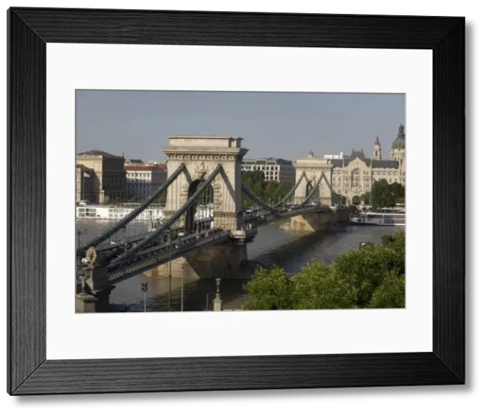 Framed Print : Chain bridge seen from above Clark Adam square, Budapest, Hungary, Europe Framed Print : Chain bridge seen from above Clark Adam square, Budapest, Hungary, Europe