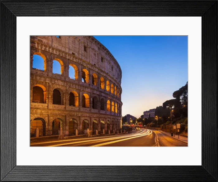 Framed Print : Rome Colosseum (Flavian Amphitheatre) at night with light trail, UNESCO World Heritage Site Framed Print : Rome Colosseum (Flavian Amphitheatre) at night with light trail, UNESCO World Heritage Site