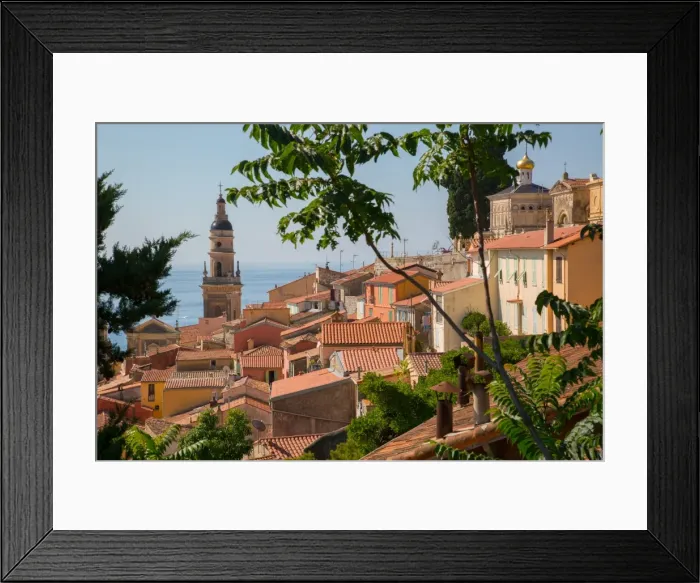 Framed Print : City view of medieval Menton and Basilique Saint Michel, Alpes-Maritimes, Cote d Azur Framed Print : City view of medieval Menton and Basilique Saint Michel, Alpes-Maritimes, Cote d Azur