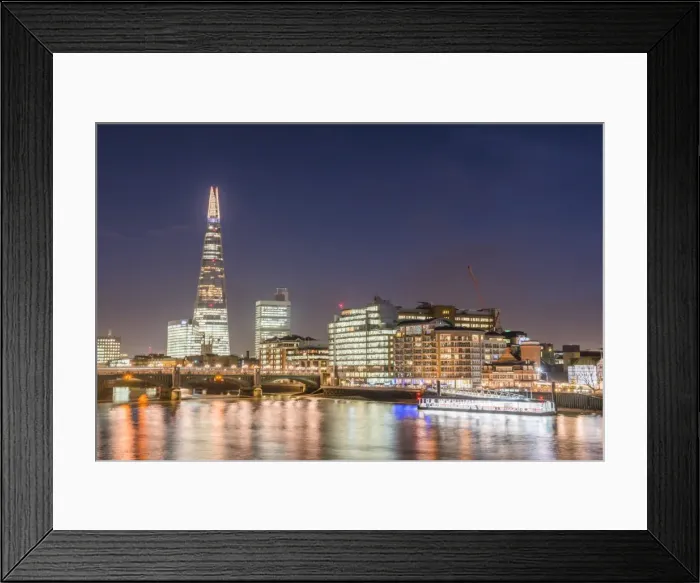 Framed Print : The Shard and the River Thames at night, London Borough of Southwark, London, England Framed Print : The Shard and the River Thames at night, London Borough of Southwark, London, England
