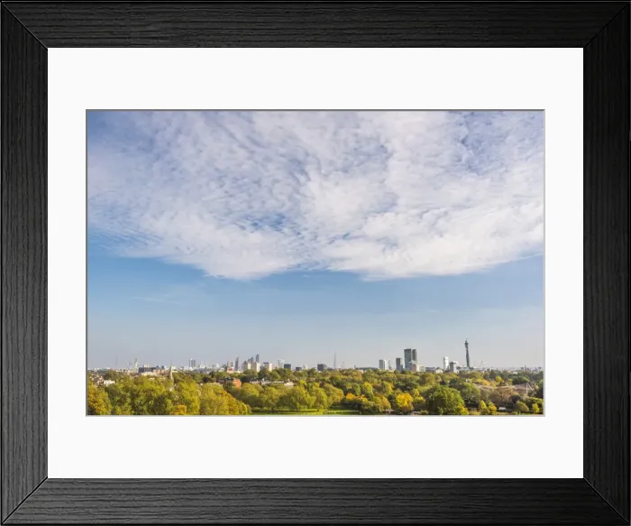 Framed Print : City skyline in autumn seen from Primrose Hill, Chalk Farm, London Borough of Camden Framed Print : City skyline in autumn seen from Primrose Hill, Chalk Farm, London Borough of Camden