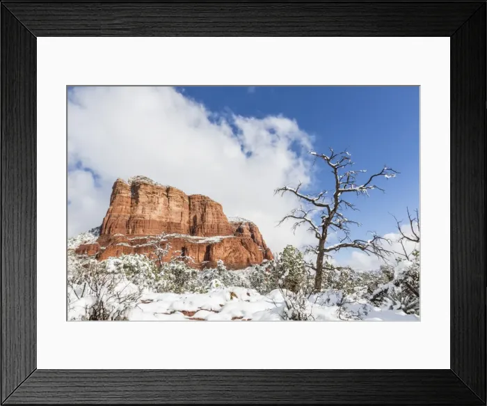 Framed Print : Courthouse Butte after a snow storm near Sedona, Arizona, United States of America Framed Print : Courthouse Butte after a snow storm near Sedona, Arizona, United States of America