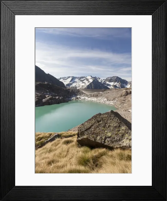 Framed Print : View of Lake Baitone and the high peaks in background, Val Malga, Adamello Regional Park Framed Print : View of Lake Baitone and the high peaks in background, Val Malga, Adamello Regional Park