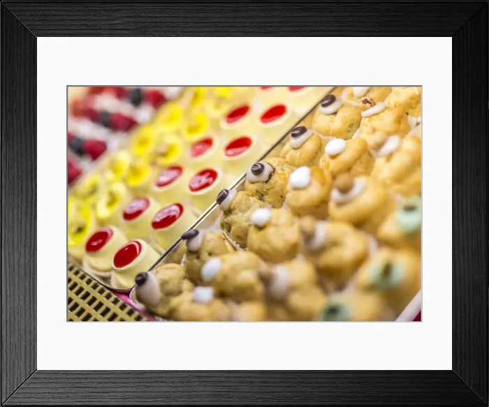 Framed Print : Typical homemade sweets and pastries of the old Cafe Cova, Milan, Lombardy, Italy, Europe Framed Print : Typical homemade sweets and pastries of the old Cafe Cova, Milan, Lombardy, Italy, Europe