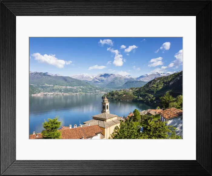 Framed Print : View of the bell tower and village of Dorio, Lake Como, Province of Lecco, Italian Lakes Framed Print : View of the bell tower and village of Dorio, Lake Como, Province of Lecco, Italian Lakes