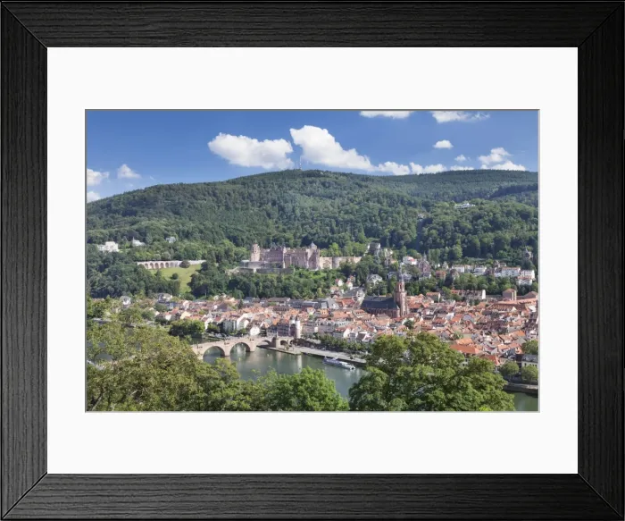 Framed Print : Old town with Karl-Theodor-Bridge (Old Bridge), Heilig Geist Church and Castle, Neckar River Framed Print : Old town with Karl-Theodor-Bridge (Old Bridge), Heilig Geist Church and Castle, Neckar River