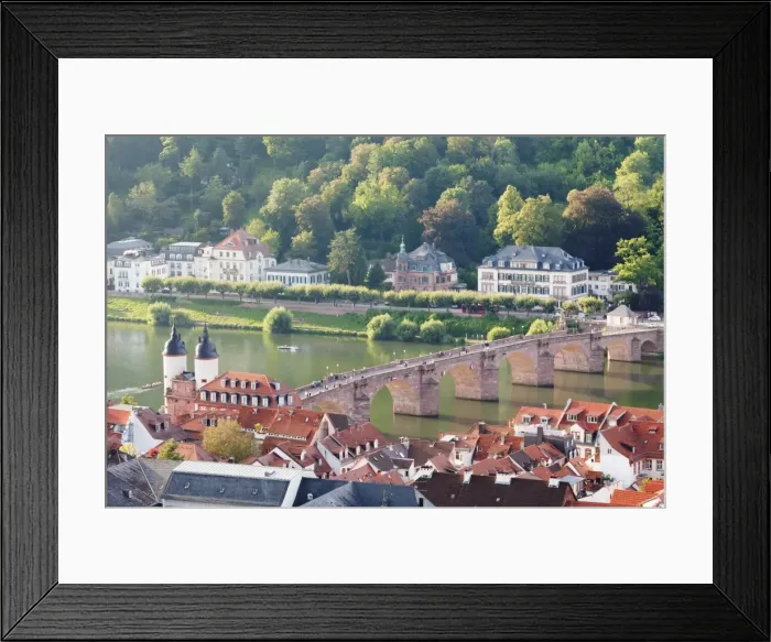 Framed Print : Old town with Karl-Theodor Bridge (Old Bridge) and gate, Neckar River, Heidelberg Framed Print : Old town with Karl-Theodor Bridge (Old Bridge) and gate, Neckar River, Heidelberg