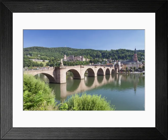 Framed Print : Old town with Karl-Theodor-Bridge (Old Bridge), Heilig Geist Church and Castle, Neckar River Framed Print : Old town with Karl-Theodor-Bridge (Old Bridge), Heilig Geist Church and Castle, Neckar River