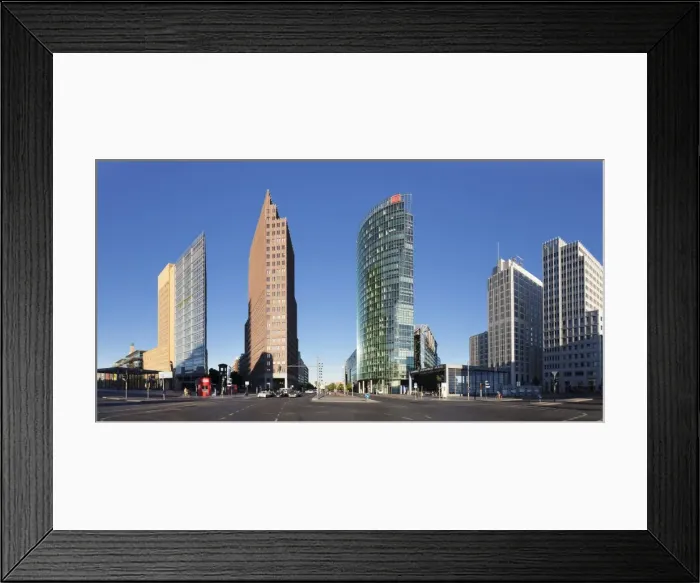 Framed Print : Potsdamer Platz Square with DB Tower, Sony Center and Kollhoff Turm Tower, Berlin Mitte