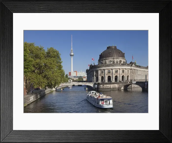 Framed Print : Excursion boat on Spree River, Bode Museum, Museum Island, UNESCO World Heritage Site Framed Print : Excursion boat on Spree River, Bode Museum, Museum Island, UNESCO World Heritage Site