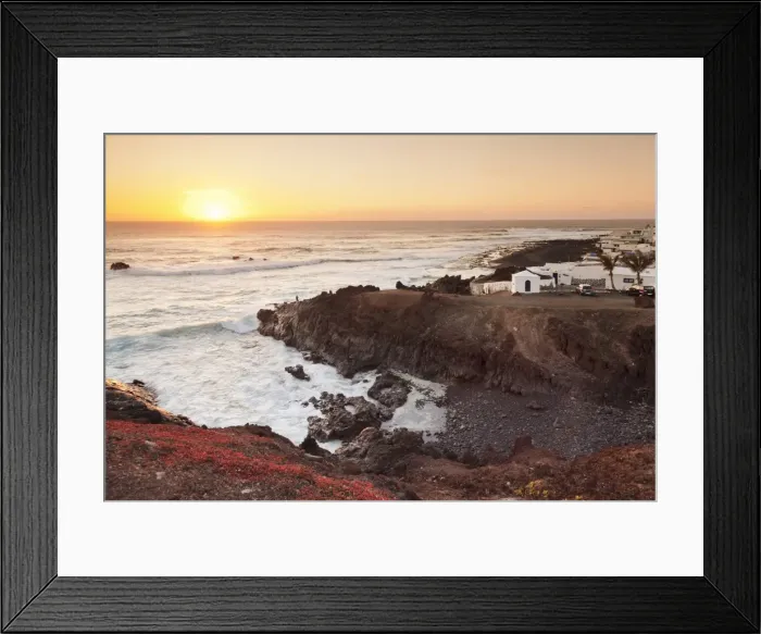 Framed Print : Fishing village El Golfo at sunset, Lanzarote, Canary Islands, Spain, Atlantic, Europe Framed Print : Fishing village El Golfo at sunset, Lanzarote, Canary Islands, Spain, Atlantic, Europe