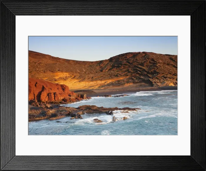Framed Print : Charco de los Clicos lake at sunset, bay of El Golfo, Lanzarote, Canary Islands, Spain Framed Print : Charco de los Clicos lake at sunset, bay of El Golfo, Lanzarote, Canary Islands, Spain