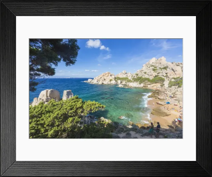 Framed Print : The turquoise sea and sandy beach surrounded by cliffs, Capo Testa, Santa Teresa di Gallura Framed Print : The turquoise sea and sandy beach surrounded by cliffs, Capo Testa, Santa Teresa di Gallura