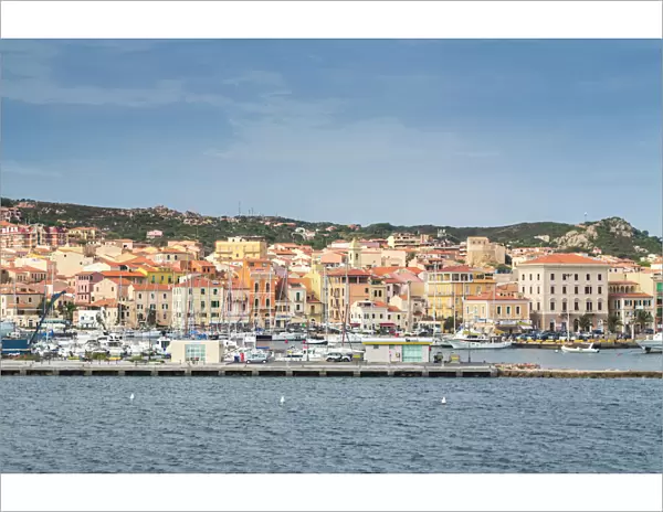 View of the characteristic harbour and blue sea of Caprera, La Maddalena Island, Sardinia