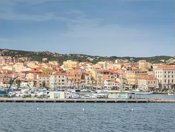 View of the characteristic harbour and blue sea of Caprera, La Maddalena Island, Sardinia