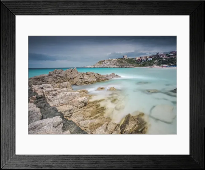 Framed Print : Storm clouds frame the village overlooking the turquoise sea, Santa Teresa di Gallura Framed Print : Storm clouds frame the village overlooking the turquoise sea, Santa Teresa di Gallura