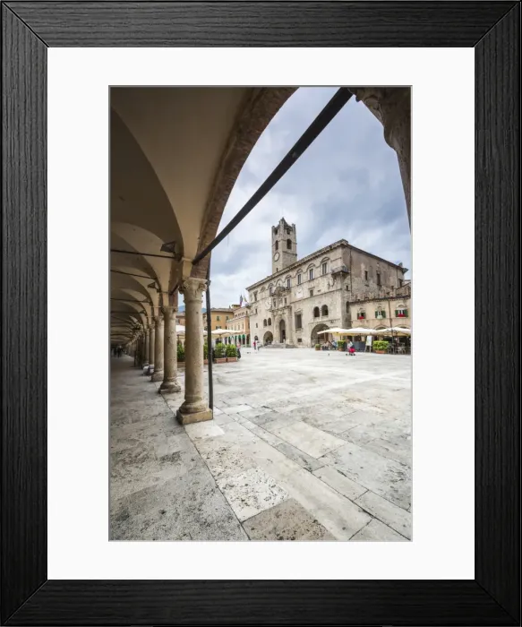 Framed Print : The old arcades frame the historical buildings of Piazza del Popolo, Ascoli Piceno Framed Print : The old arcades frame the historical buildings of Piazza del Popolo, Ascoli Piceno