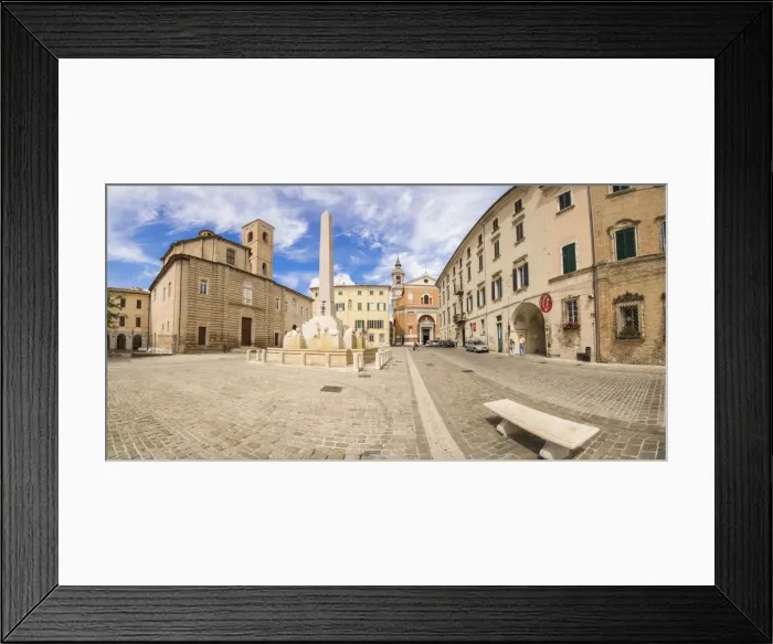 Framed Print : Historical buildings and obelisk of the ancient Piazza Federico II, Jesi, Province of Ancona Framed Print : Historical buildings and obelisk of the ancient Piazza Federico II, Jesi, Province of Ancona