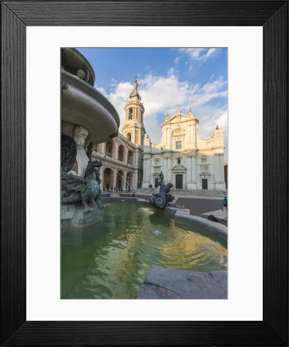 Framed Print : View of the Basilica of the Holy House and fountain decorated with statues, Loreto Framed Print : View of the Basilica of the Holy House and fountain decorated with statues, Loreto