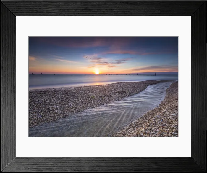 Framed Print : The lights of sunrise reflected in the calm sea, Porto Recanati, Province of Macerata Framed Print : The lights of sunrise reflected in the calm sea, Porto Recanati, Province of Macerata