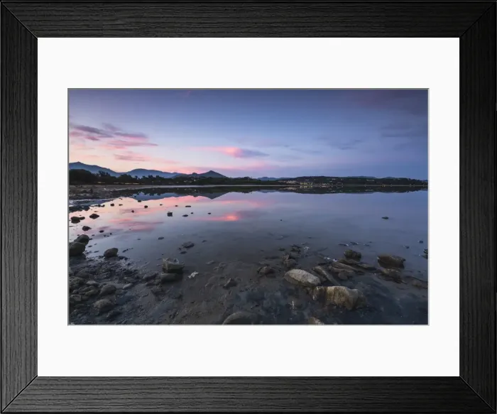 Framed Print : Pink clouds at sunset are reflected in the blue sea, Villasimius, Province of Cagliari Framed Print : Pink clouds at sunset are reflected in the blue sea, Villasimius, Province of Cagliari