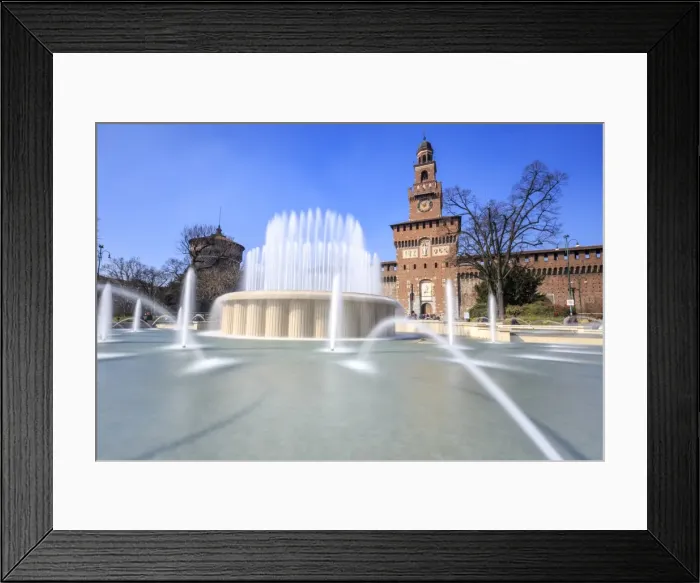 Framed Print : The fountain frames the ancient Sforza Castle, Milan, Lombardy, Italy, Europe Framed Print : The fountain frames the ancient Sforza Castle, Milan, Lombardy, Italy, Europe