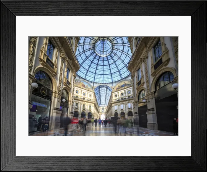 Framed Print : The shopping arcades and the glass dome of the historical Galleria Vittorio Emanuele II Framed Print : The shopping arcades and the glass dome of the historical Galleria Vittorio Emanuele II