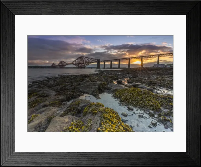 Framed Print : Sunrise through the Forth Rail Bridge, UNESCO World Heritage Site, on the Firth of Forth Framed Print : Sunrise through the Forth Rail Bridge, UNESCO World Heritage Site, on the Firth of Forth