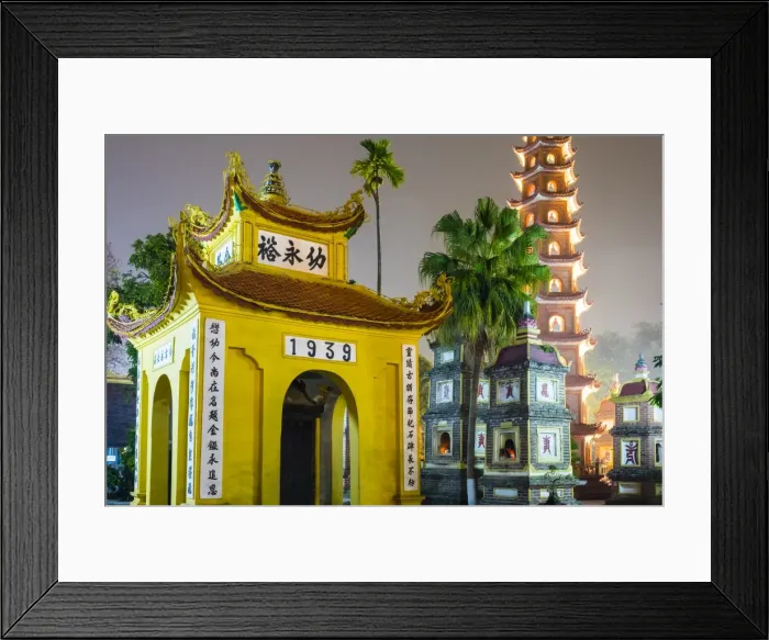 Framed Print : Tran Quoc Pagoda (Chua Tran Quoc) at night, Tay Ho District, Hanoi, Vietnam, Indochina