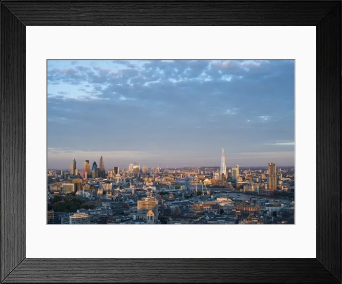 Framed Print : A view of London and the River Thames from the top of Centre Point tower including The Shard Framed Print : A view of London and the River Thames from the top of Centre Point tower including The Shard