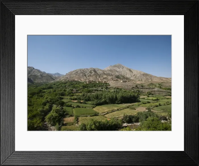 Framed Print : A village and terraced fields of wheat and potatoes in the Panjshir valley in Afghanistan Framed Print : A village and terraced fields of wheat and potatoes in the Panjshir valley in Afghanistan