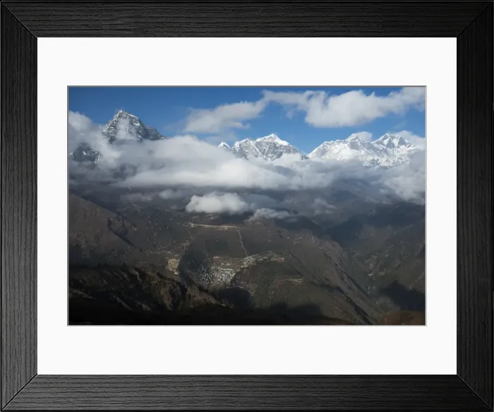 Framed Print : A view from Kongde looking down on Namche, the biggest village in Khumbu (Everest) Region Framed Print : A view from Kongde looking down on Namche, the biggest village in Khumbu (Everest) Region