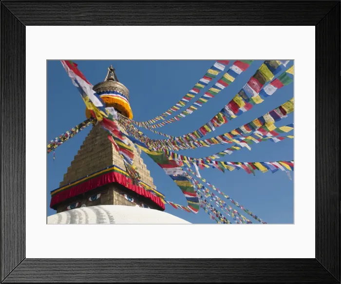 Framed Print : Bouddha (Boudhanath) (Bodnath) in Kathmandu is covered in colourful prayer flags Framed Print : Bouddha (Boudhanath) (Bodnath) in Kathmandu is covered in colourful prayer flags