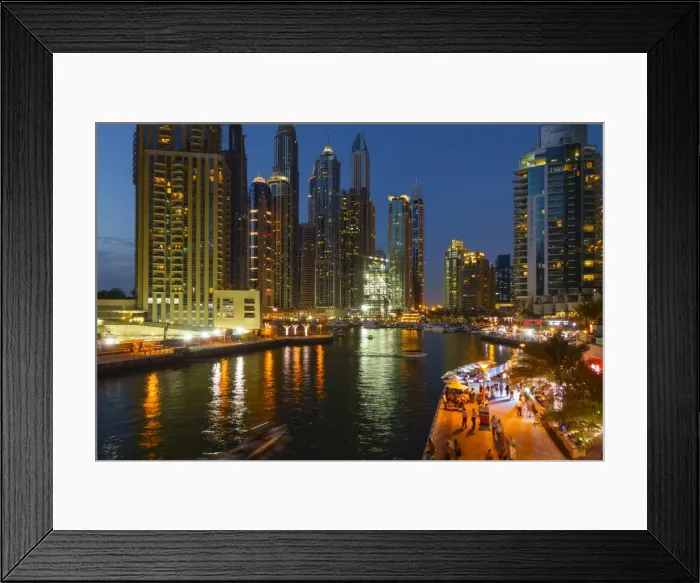 Framed Print : Dubai Marina by night, Dubai, United Arab Emirates, Middle East Framed Print : Dubai Marina by night, Dubai, United Arab Emirates, Middle East
