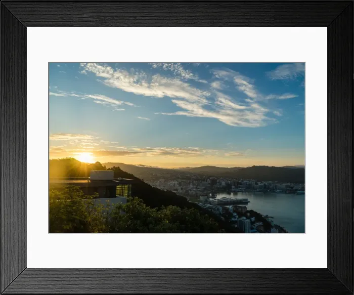 Framed Print : The sun sets over a new home atop Mount Victoria in Wellington, North Island, New Zealand Framed Print : The sun sets over a new home atop Mount Victoria in Wellington, North Island, New Zealand