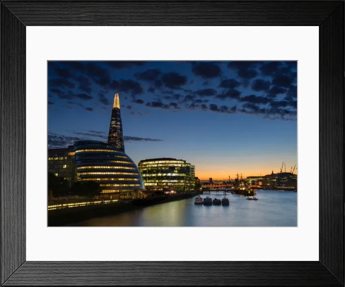 Framed Print : Dusk settles over London after sunset along the River Thames, with the Shard, London Framed Print : Dusk settles over London after sunset along the River Thames, with the Shard, London