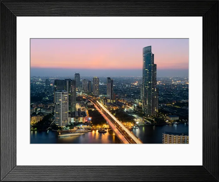 Framed Print : Light trails and skyscrapers at dusk, Bangkok, Thailand, Southeast Asia, Asia Framed Print : Light trails and skyscrapers at dusk, Bangkok, Thailand, Southeast Asia, Asia
