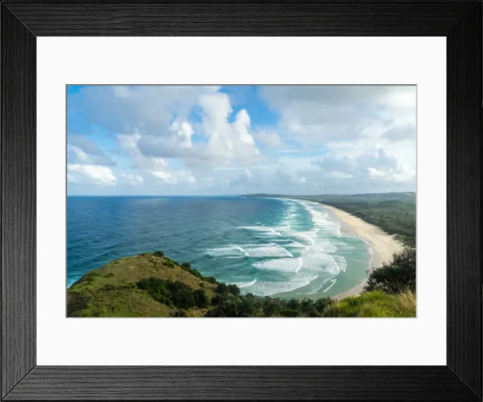 Framed Print : Waves as far as the eye can see along the coast of Byron Bay, New South Wales, Australia