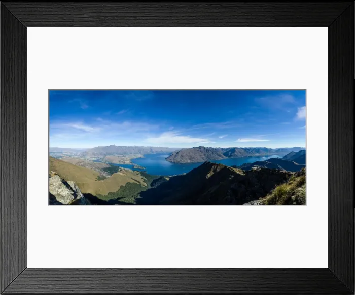 Framed Print : Steep sharp mountains, a deep blue lake, and mountain town in Queenstown, Otago, South Island Framed Print : Steep sharp mountains, a deep blue lake, and mountain town in Queenstown, Otago, South Island