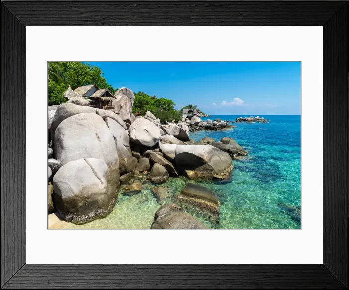 Framed Print : A bungalow has the perfect view on the shore in Koh Tao, Thailand, Southeast Asia, Asia Framed Print : A bungalow has the perfect view on the shore in Koh Tao, Thailand, Southeast Asia, Asia