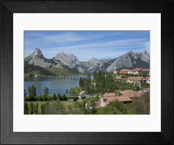Framed Print : Riano and reservoir, Picos de Europa, Leon, Spain, Europe