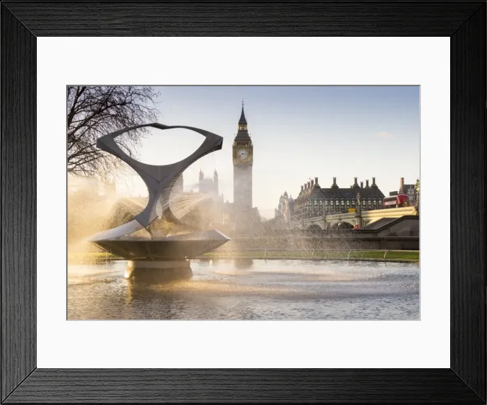 Framed Print : Big Ben and Gabos Fountain, London, England, United Kingdom, Europe Framed Print : Big Ben and Gabos Fountain, London, England, United Kingdom, Europe