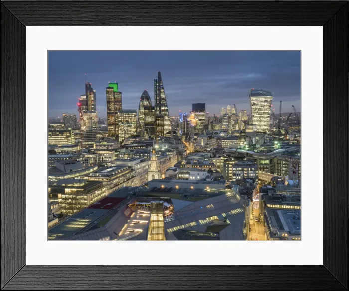 Framed Print : City of London skyline at dusk, London, England, United Kingdom, Europe Framed Print : City of London skyline at dusk, London, England, United Kingdom, Europe