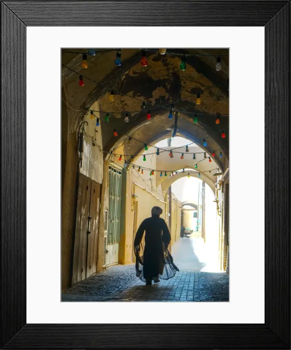 Framed Print : Mullah hurrying down typical vaulted alleyway, Yazd, Iran, Middle East Framed Print : Mullah hurrying down typical vaulted alleyway, Yazd, Iran, Middle East