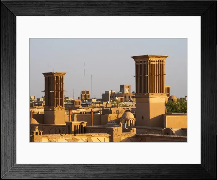 Framed Print : Cityscape at dusk with many windtowers (badgirs), Yazd, Iran, Middle East Framed Print : Cityscape at dusk with many windtowers (badgirs), Yazd, Iran, Middle East