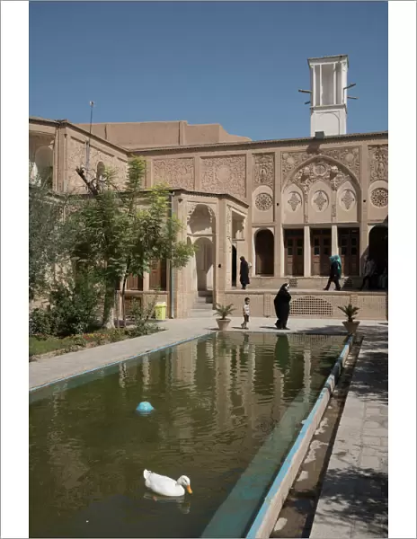 Courtyard of 19th century mansion called Khan-e Boroujerdi, Kashan, Iran, Middle East