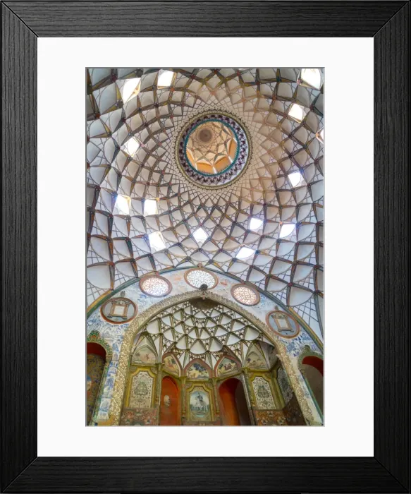 Framed Print : Ceiling of main reception in 19th century mansion, Khan-e Boroujerdi, Kashan, Iran Framed Print : Ceiling of main reception in 19th century mansion, Khan-e Boroujerdi, Kashan, Iran
