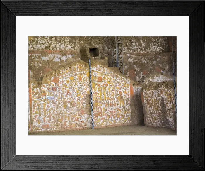 Framed Print : Huaca del Sol y de la Luna, precolombian (Moche) structure, polychrome friezes, Peru Framed Print : Huaca del Sol y de la Luna, precolombian (Moche) structure, polychrome friezes, Peru