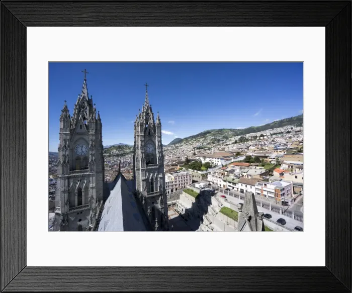 Framed Print : Basilica del Voto Nacional (Basilica of the National Vow), and city view, Quito, Ecuador Framed Print : Basilica del Voto Nacional (Basilica of the National Vow), and city view, Quito, Ecuador